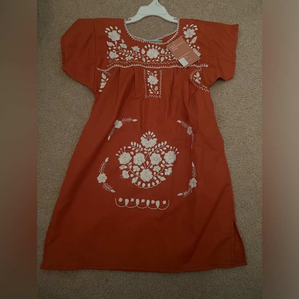 Burnt orange white Nativa dress
